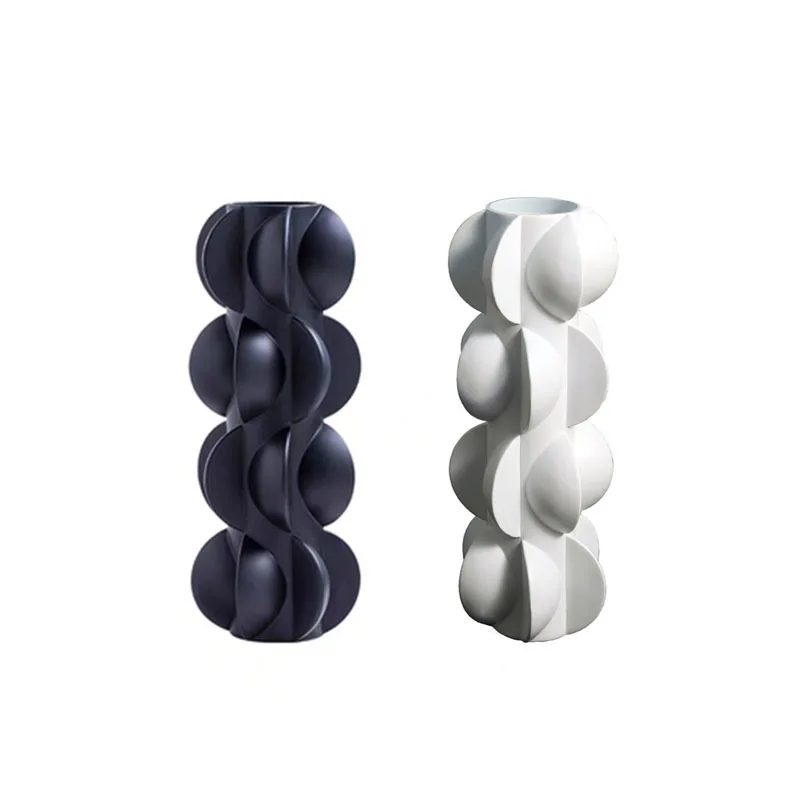 

Nordic Creative Resin Abstract Geometric Spiral Black And White Vase Decoration Living Room Bedroom Home Decorat Ornaments