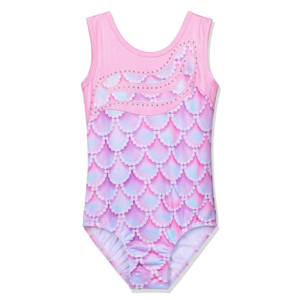 Балетное трико BAOHULU для девочек без рукавов весы розовое гимнастическое детский