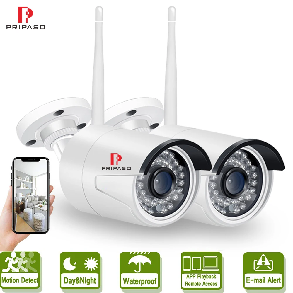 2 шт./лот IP Bullet камеры наружная WiFi камера 1080P HD ночное видение домашняя система