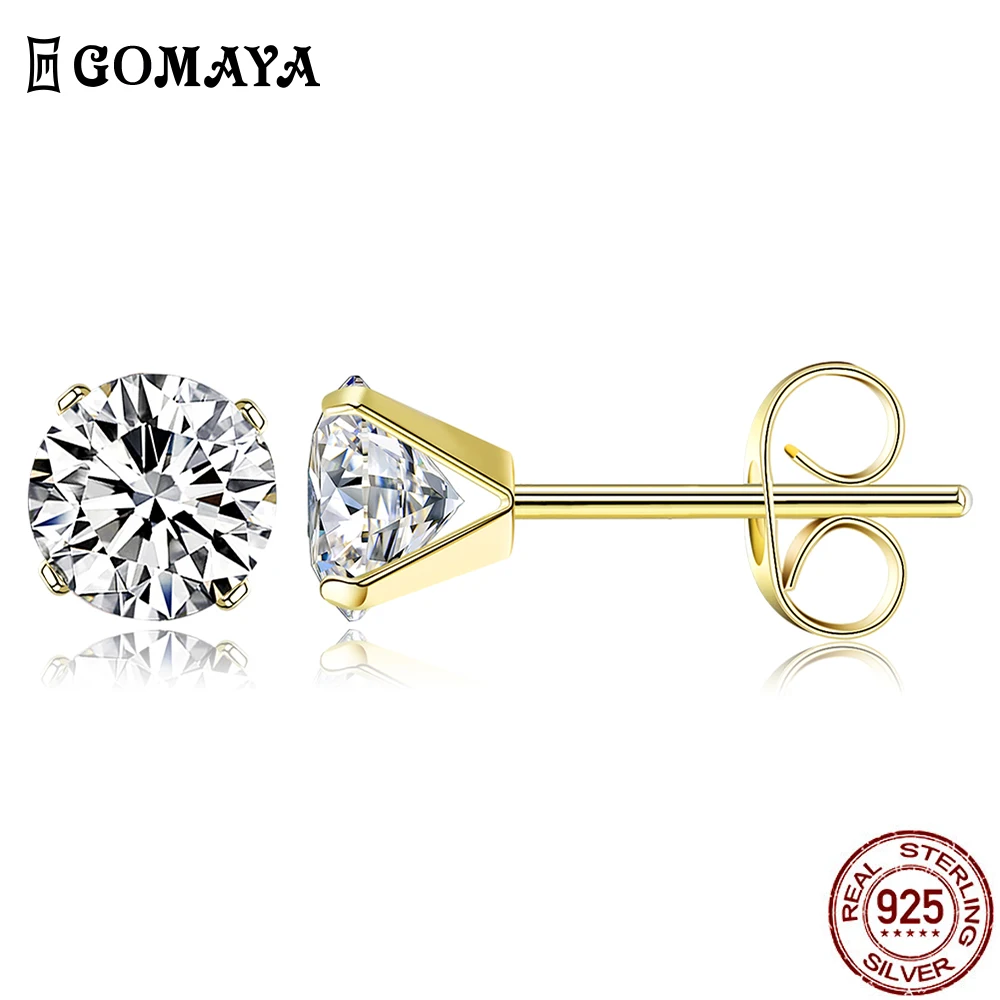 

GOMAYA 3MM Round Shaped Stud Earrings For Women Cubic Zirconia Small Earring Valentines Day Gifts Fashion Jewelry Best Selling