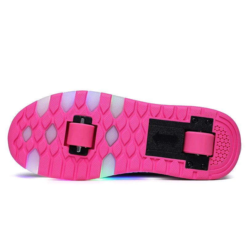 Роликовые кроссовки с usb зарядкой модные для девочек и мальчиков светодиодный
