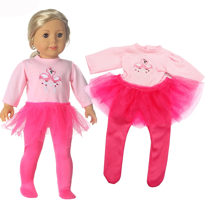 Платье с двойным фламинго колготки юбка костюмы размер 18 дюймов американский и 43