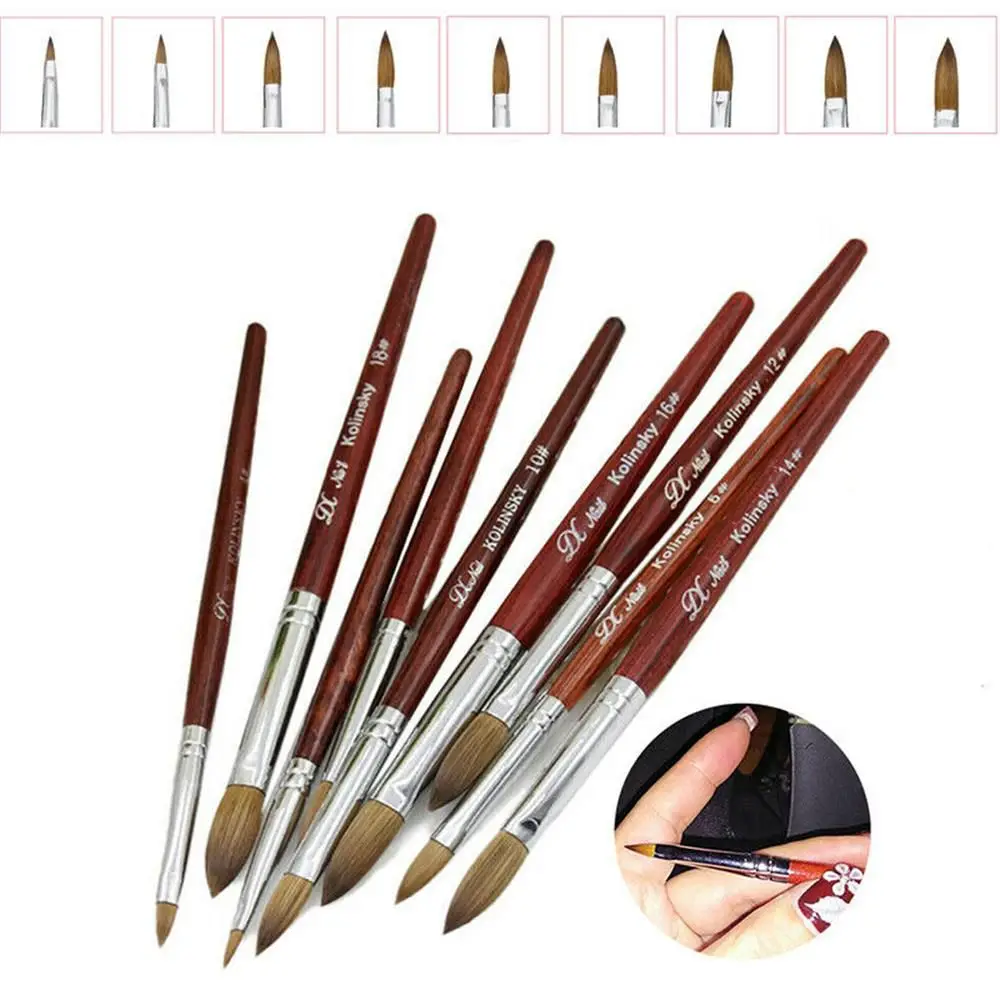 

1 PC Acrylic Nail Art Brush Sable Hair Flower Drawing Pen UV Gel Nail Painting Brush Wood Handle Nail Polish Pen Easy to Outline