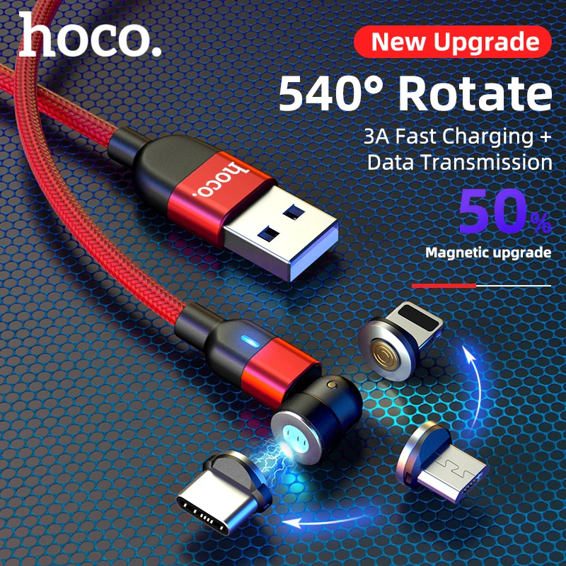 Фото Магнитный кабель Hoco вращающийся на 540 градусов Micro USB Тип C для Xiaomi Mi 11 10 3A провод Магнитный кабель Hoco вращающийся на 540 градусов Micro USB Тип C для Xiaomi Mi 11 10 3A провод