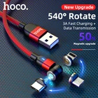 Магнитный кабель Hoco, вращающийся на 540 градусов, Micro USB Тип C для Xiaomi Mi 11 10 3A, провод для быстрой зарядки, шнур для IPhone 11 12pro Max, шнур для передачи данных