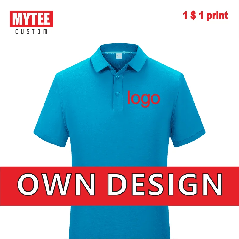 

MYTEE Men's Cotton Polologo Custom Embroidery T-Shirt DIY Solid Color Personal Group Logo Custom Summer Top 2021