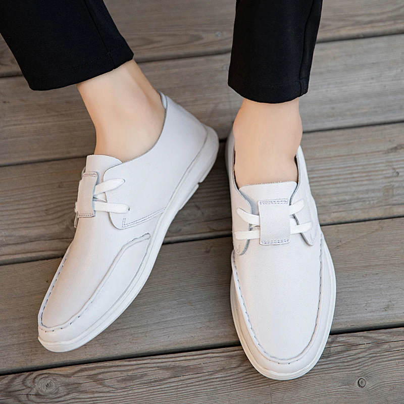 Модная мужская повседневная обувь Мокасины Черные лоферы Осенняя рабочая из