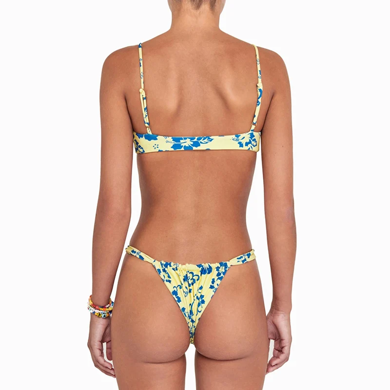 

Thong Biquini Floral Print Bikini Women Swimsuit 2021 Bikinis Beachwear String Sexy Bikini Set Bathing Suit Women Swimwear