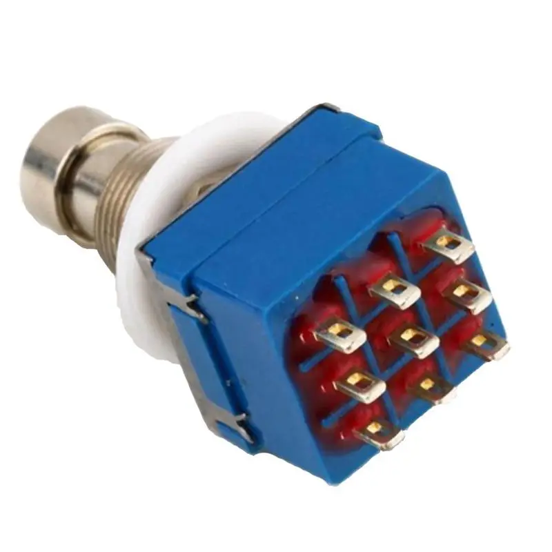 5x 3PDT 9 Pins Box Stomp Guitar Effect Pedal Foot Switch True Bypass Metal Silver+blue |