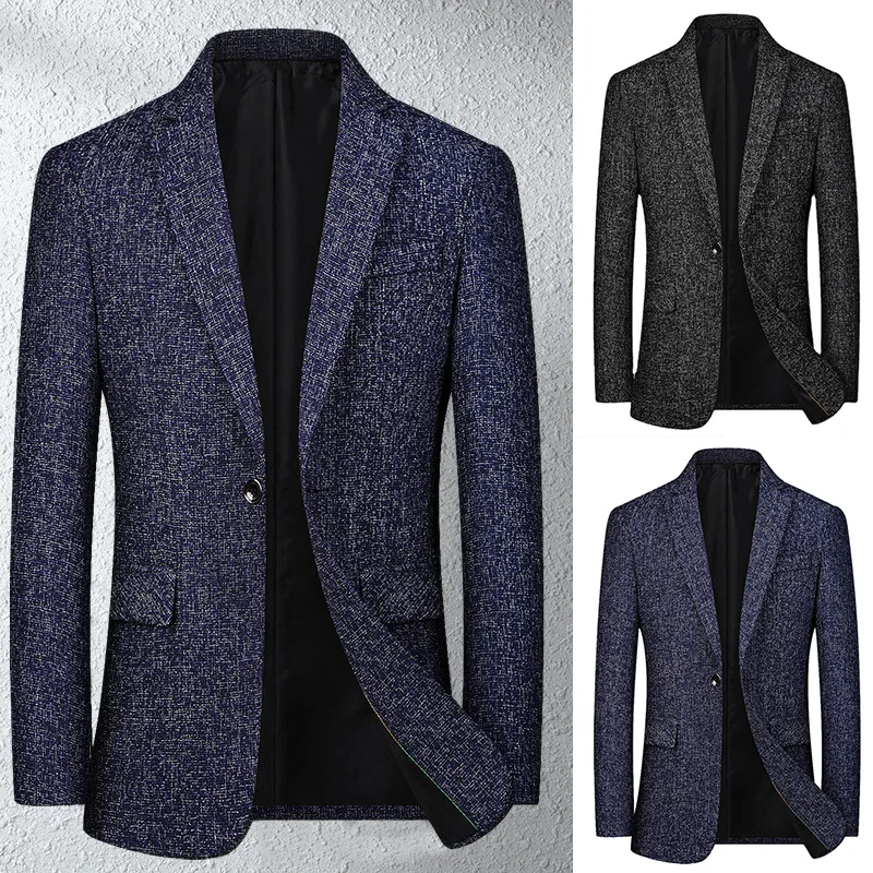 

New Fashion Men's Suit Jacket Single Button Slim Business Suit Jacket Banquet Casual Jacket Black Dress Jacket