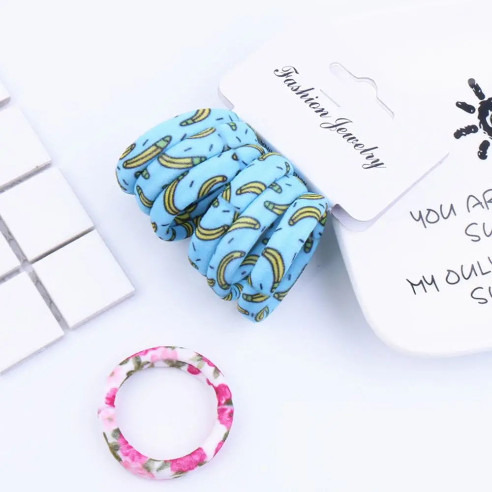 

6Pcs/Pack Cotton Print Flowers Hair Ropes Leopard High Elastic Hair bands Elegance Hair Gum For Women Girls Hair Accessories