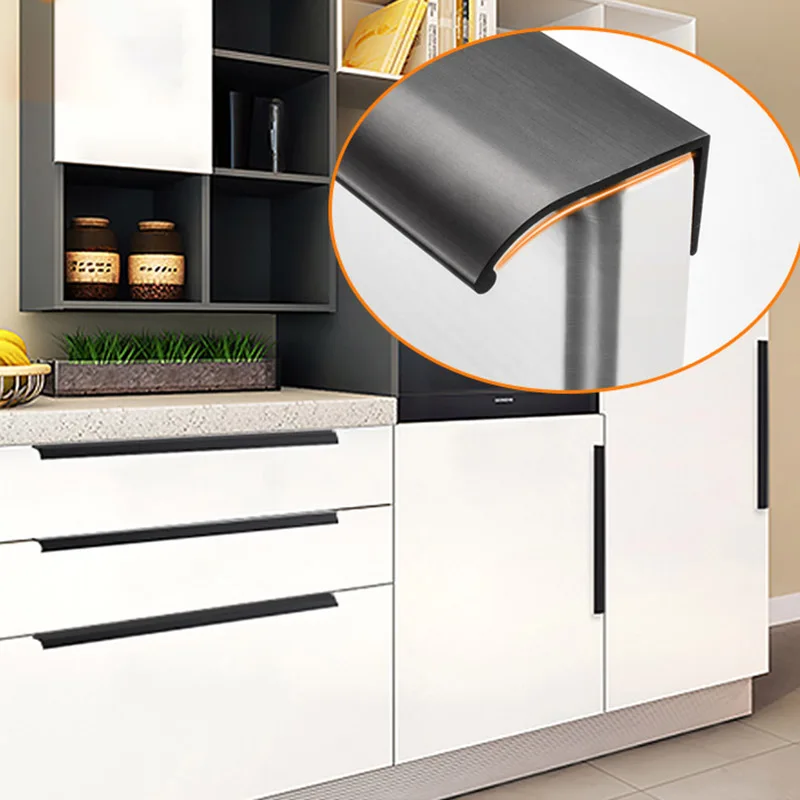 Современная и простая невидимая дверь шкафа ящик мебель алюминиевая ручка|Ручки