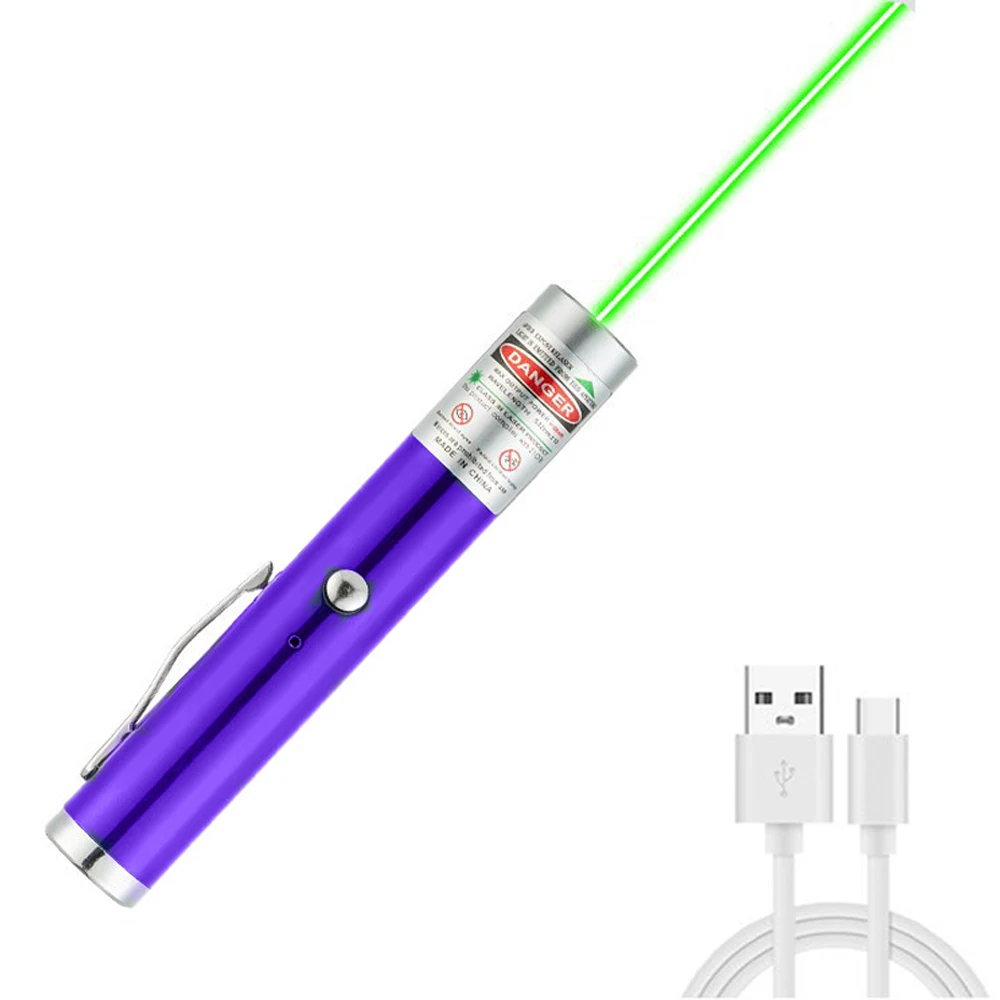 Зеленая лазерная указка с забавным котом для выживания на природе USB зарядка 5 мВт