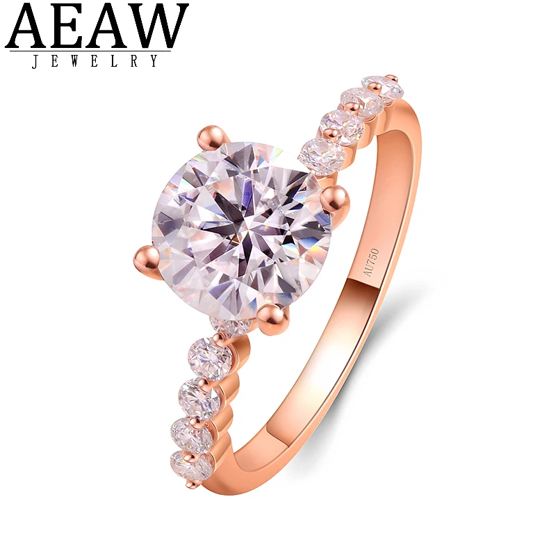 

14k Rose Gold 2.0ct 8.0mm Round Brilliant Cut Moissanite Engagement Halo 4-Prong Setting Ring DF Color VVS1 for Lady Gift