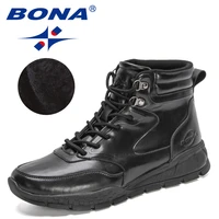 bona 2022 new designers snow plush boots men protective wear resistant sole ankle boots man warm winter walking boots mansculino