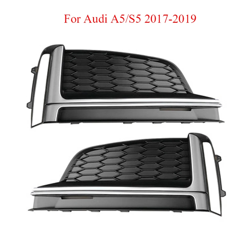 

2PCS Auto Left Right Front Lower Bumper Fog Light Grille Grill Cover For A5 Sport S5 Sline 2017 2018 2019 Car-Styling Accessorie