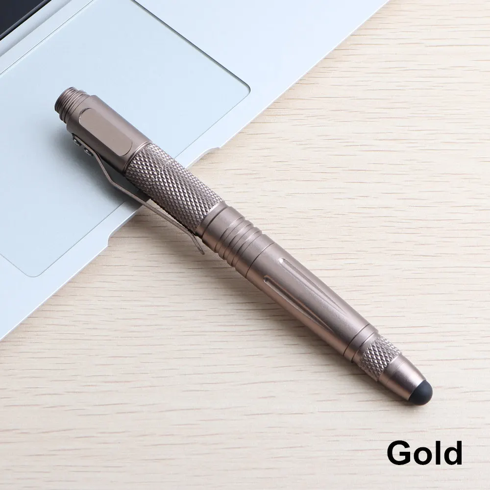 Tool Pen Gold Тактическая Ручка инструмент для самообороны для выживания военный металлический стилус стеклянный выключатель шариковая ручка многофункциональный инструмент 2 Дополнительные чернила - Цвет: Tool Pen Gold