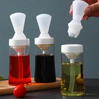 1pcs 200ml oil bottle brush portable silicone grill oil dispenser baking brush kitchen tool for outdoor cooking barbecue