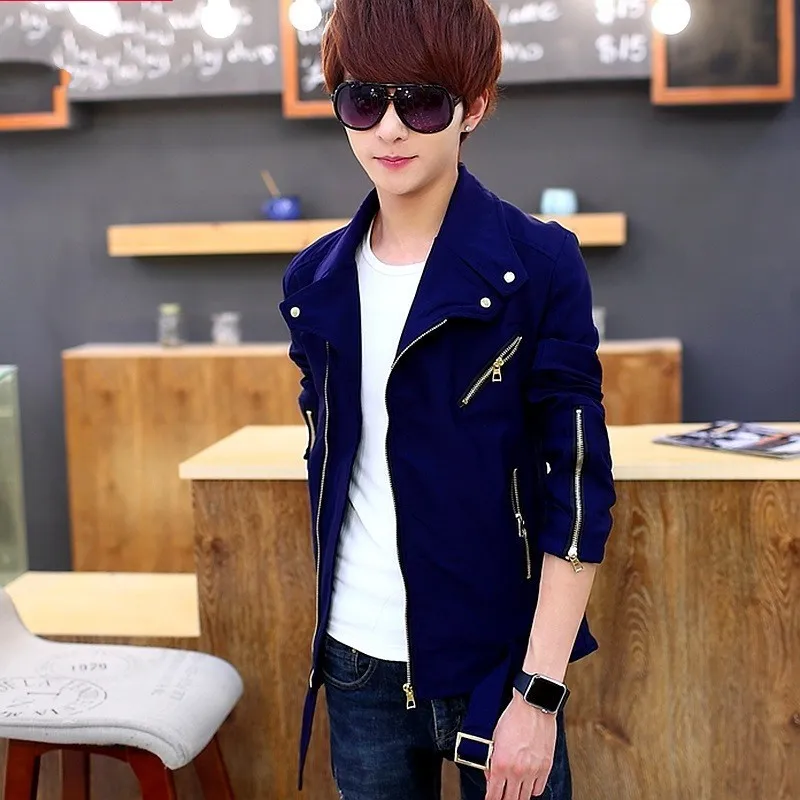 Корейский мото-Байкер модная повседневная мужская куртка весна-осень с длинным