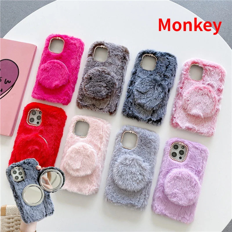 

Mirror Soft Plush Case For Xiaomi Redmi Note 10 Pro 10S 9S Note9 8 7 pro 9T 8T 9A 9C 8A 7A Mi Poco X3 NFC M3 Warm Fur Back Cover