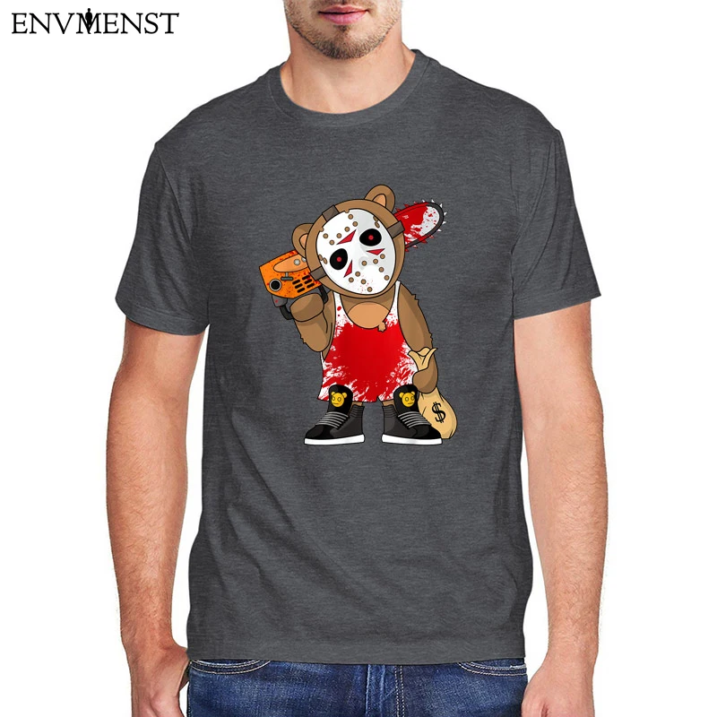 

Funny Graphic Short Sleeve Tee Tops Hip Hop halloween Gift Horror Teddy Bear T-Shirt Men Clothing Unisex Cotton Mens Shirts 3XL