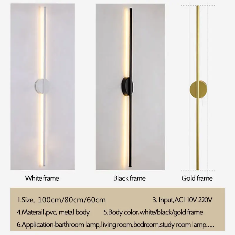 Modern Led Wall Light Bathroom Lamp Gold&ampBlack Sconce Living room Bedroom Mirror Front Lustre 110V 220V | Лампы и освещение