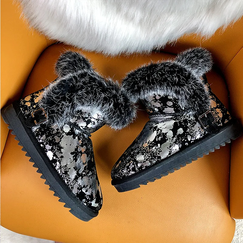 Женские ботинки зимние женские ботильоны на плоской подошве с коротким плюшем и