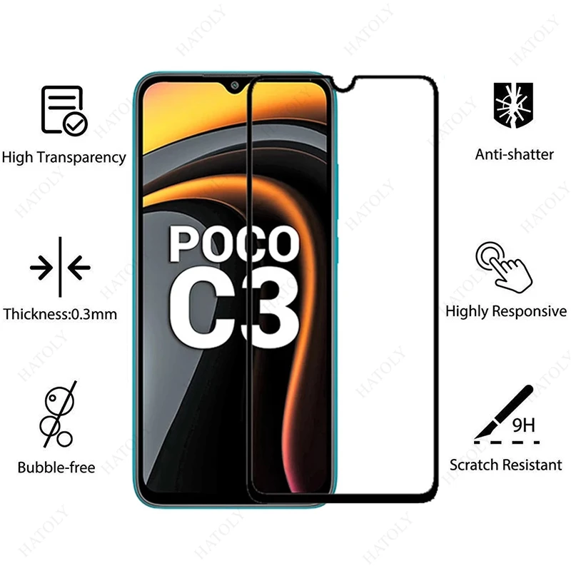 2 шт. Для Xiaomi Poco C3 стекло для X3 NFC M2 F2 Pro Redmi Note 9s 9 9A 9C закаленное протектор экрана Len