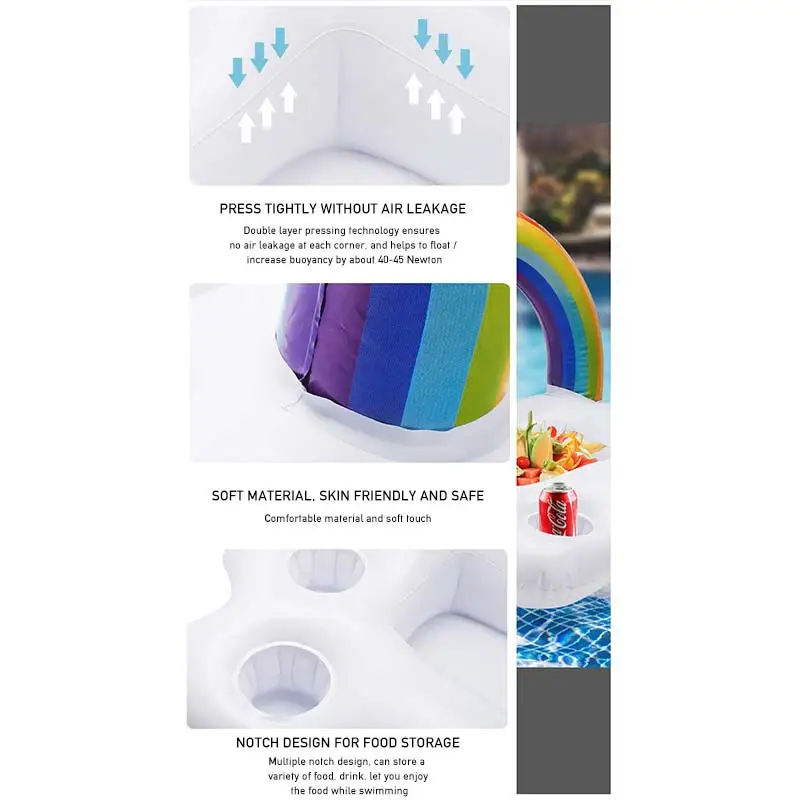 

Inflatable Pool Float Beer Drinking Cooler Table Bar Tray Beach Swimming Ring Summer Pool Party Bucket Rainbow Cloud Cup Holder