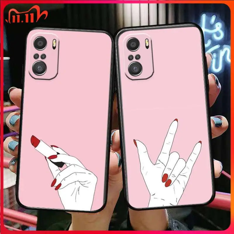 

Fashion sexy goddess pink For Xiaomi Redmi Note 10S 10 9T 9S 9 8T 8 7S 7 6 5A 5 Pro Max Soft Black Phone Case