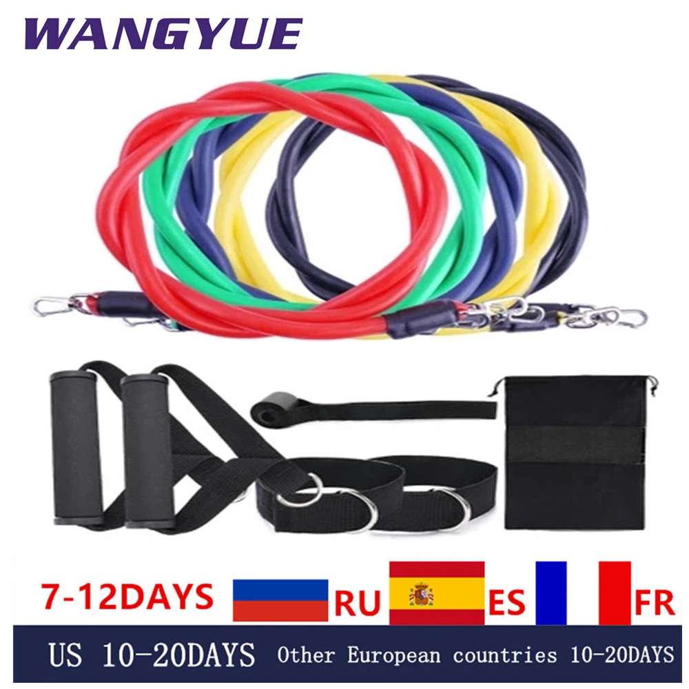 

11Pcs/Set Latex Resistance Bands Gym Door Rubber Loop Tube Bands Anchor Ankle Straps With Bag Kit Set Yoga Exercise Fitness Band