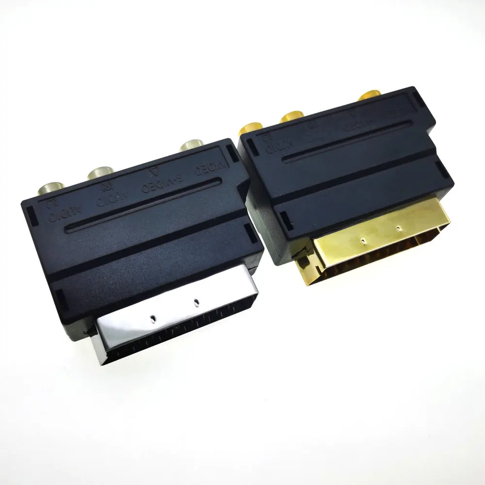 Адаптер Scart 5 шт. 21/Pin блок AV на 3RCA Phono Composite S Video с переключателем in/out адаптер