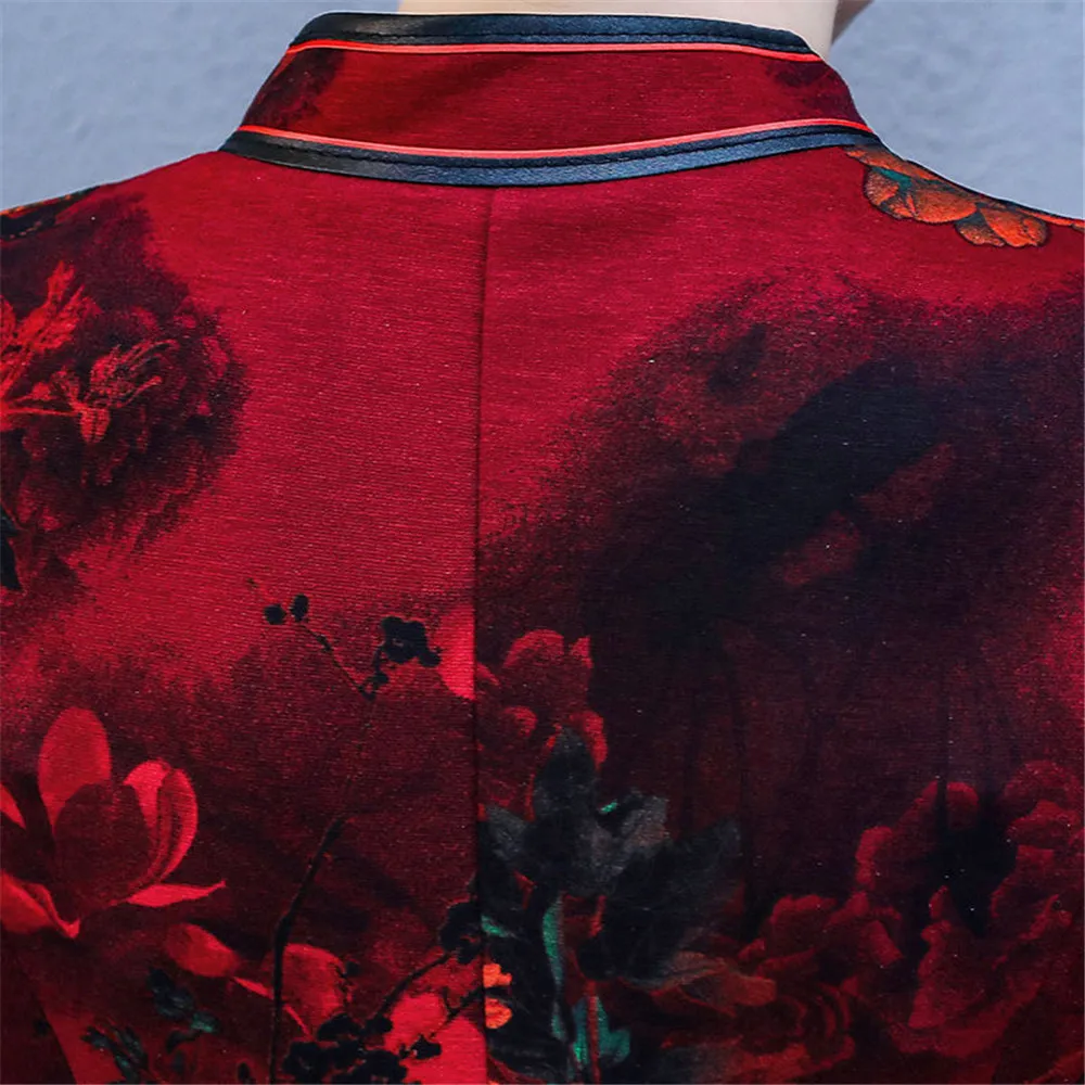 

Mother's long plus velvet cheongsam 2020 autumn and winter new middle-aged dress over the knee women's Chinese style