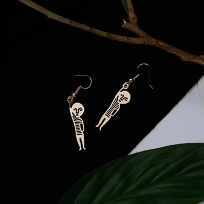 Серьги ручной работы в виде одиноких злодеев забавные уникальные пустотелые