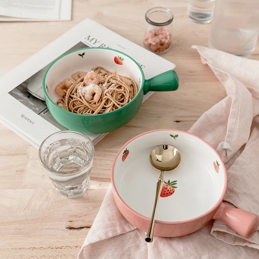 Креативная керамическая миска в скандинавском стиле с ручкой простая Бытовая
