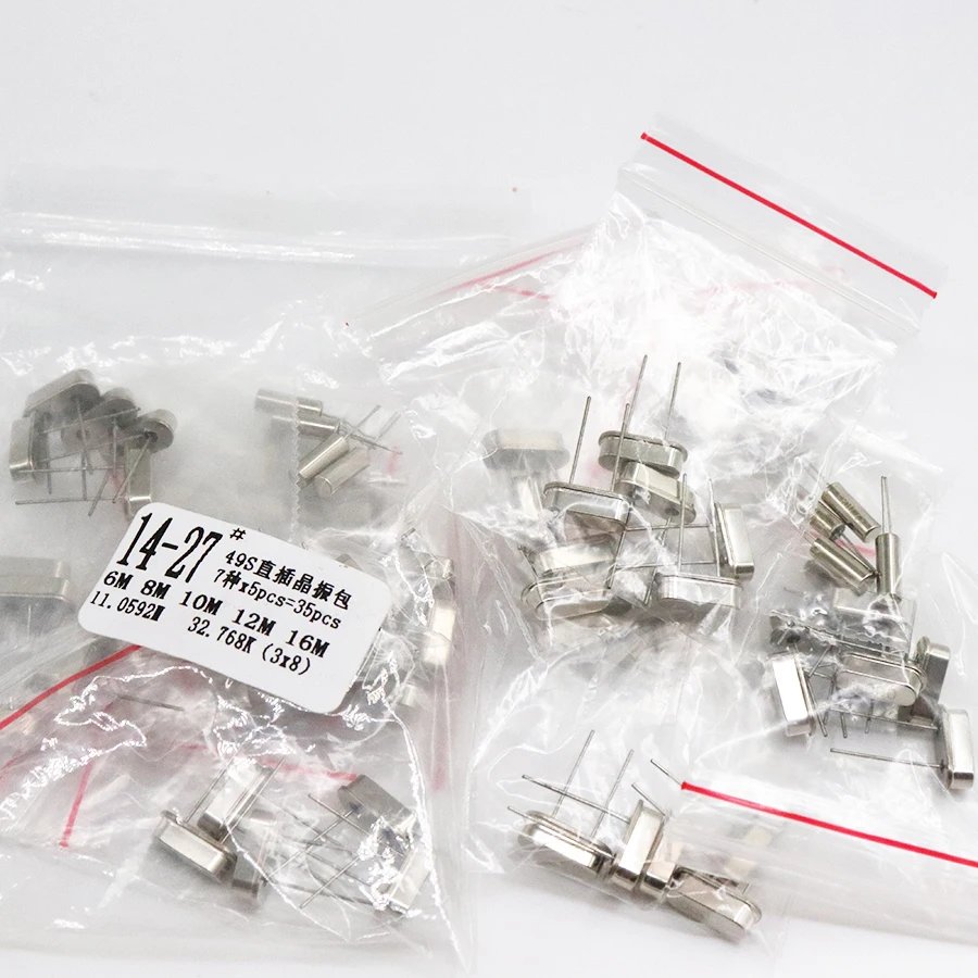 hc-49s DIP Crystal Oscillator electronic Kit resonator ceramic quartz resonator   7values X 5PCS 32.768K 6 8 10 12 11.0592 16MHZ