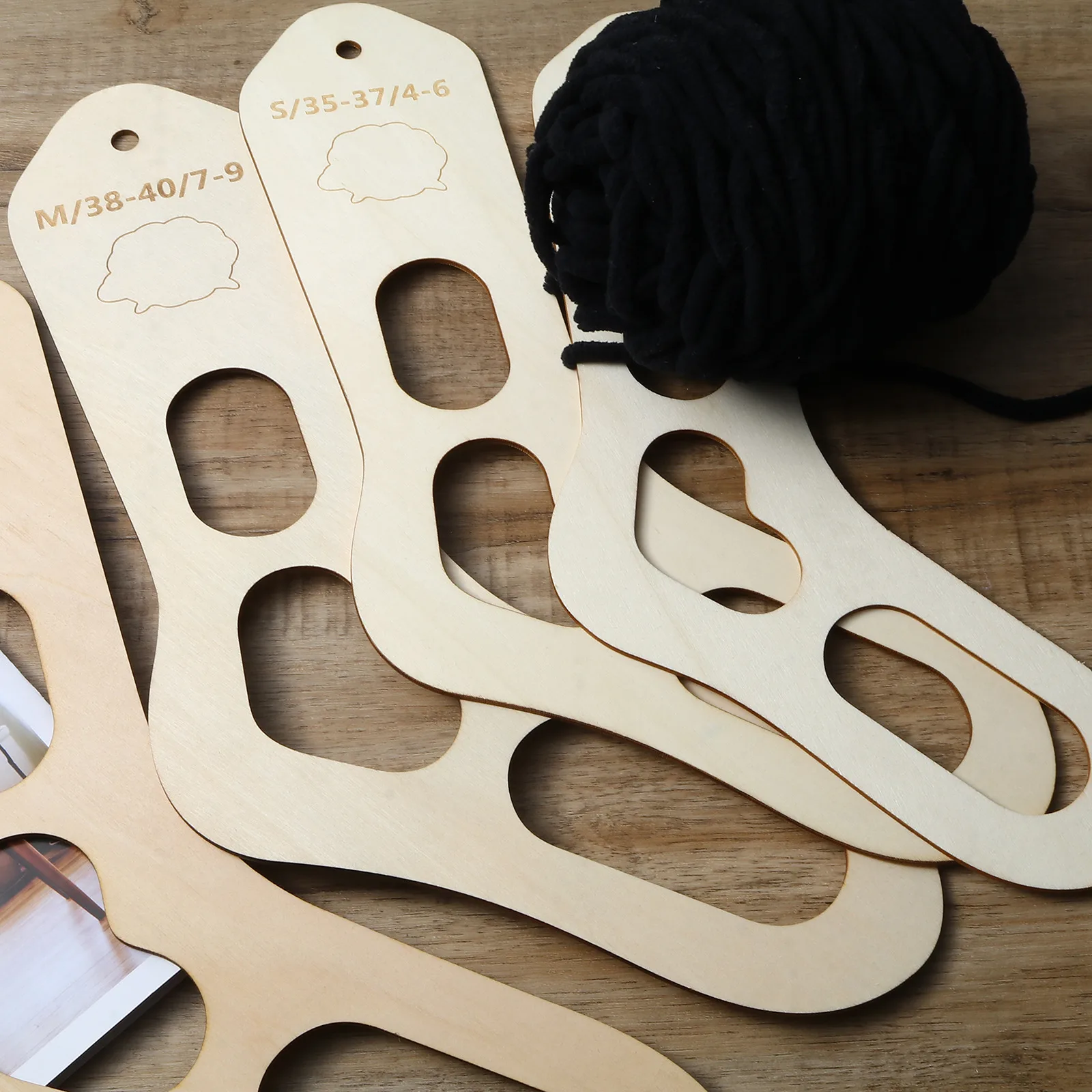 2PCs Natural Wood Sock Blocker XS-L Handmade DIY Christmas Knitting Forms Shapes Board Tools For Beginners | Дом и сад