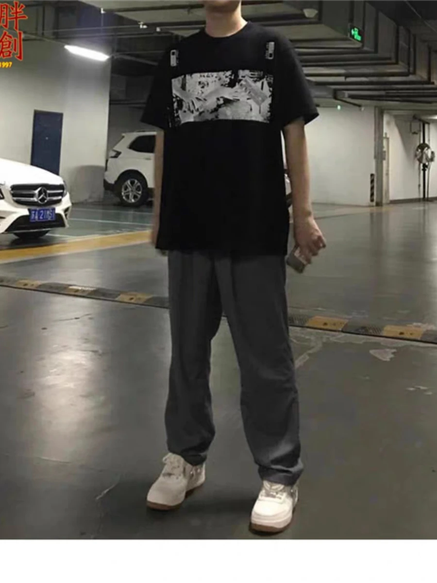 

2021 Fashion High Version Summer New Japanese Tide Brand Ghost Hand Printing Men and Women Couple Short-sleeved T-shirt