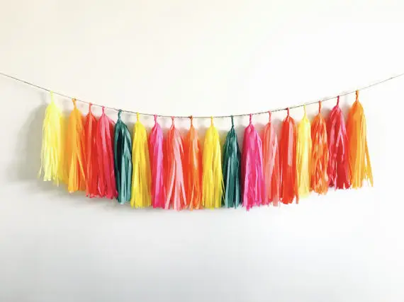 7 футов шпагата с 15 кистями 25 Вт* 35Lcm DIY Кисточка Комплект гирлянды-розовое золото/слоновая кость/Персик Свадебный душ бумага с кисточками Декор - Цвет: combo  31