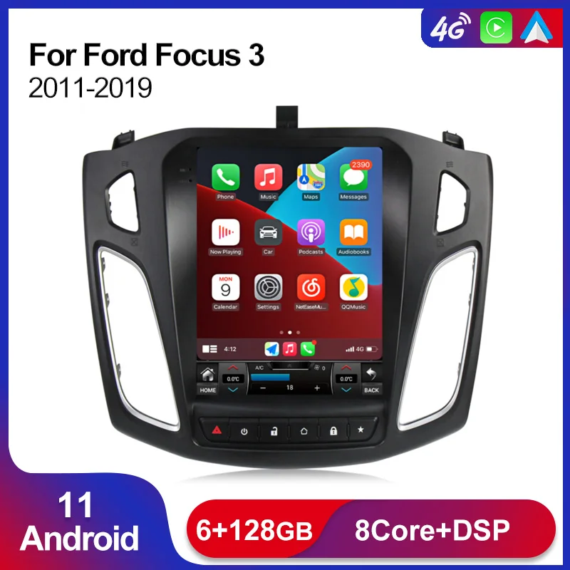 

Carplay Авто 4G Lte 6 + 128G Android 11 Автомобильный мультимедийный видеоплеер для Ford Focus 3 Mk 3 2011-2019 2Din Радио стерео Wifi Тесла