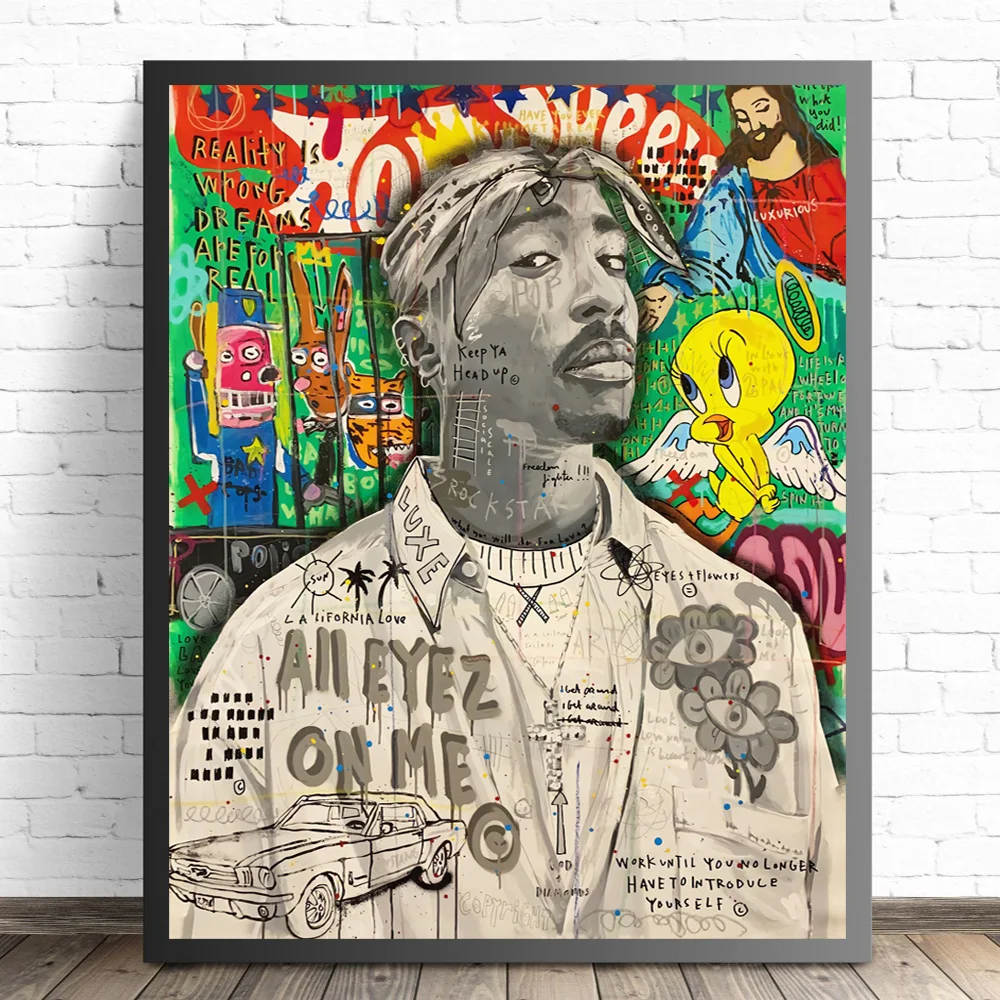 

Graffiti Pop Art Singer Poster and Prints Hip Hop Portrai Canvas Painting Wall Art Picture For Living Room Home Decoration