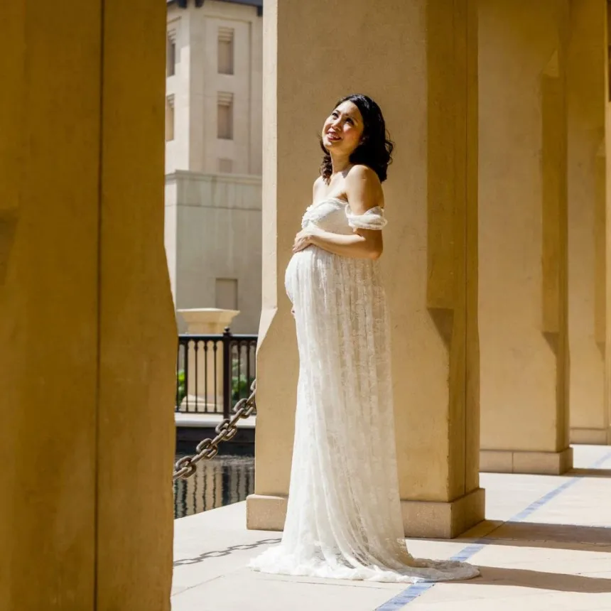 Реквизит для фотосъемки беременных длинное свадебное платье кружевное