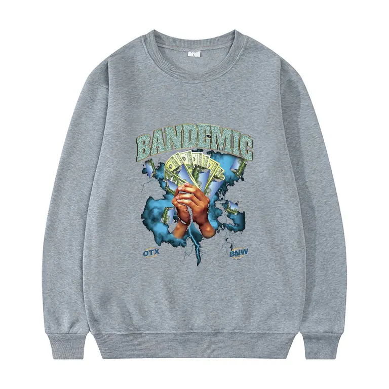 

Hot Sell Hipster USD BANDEMIC Letter Sweatshirt Men Women Rapper Hip Hop Streetwear Oversize All-match Loose Unisex Pullovers