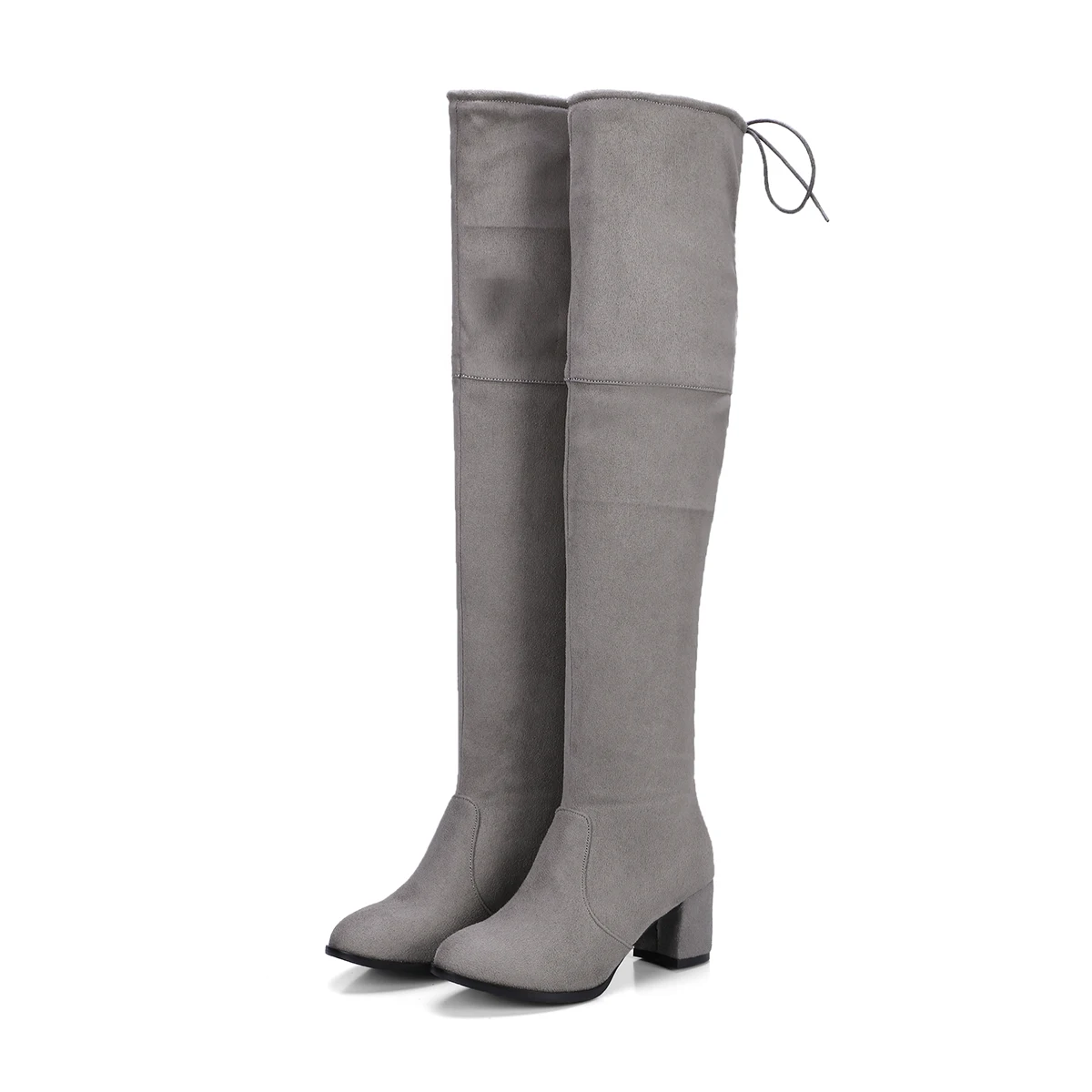Taoffen/ г. Модные женские сапоги выше колена повседневные зимние высокие сапоги без застежки на массивном каблуке пикантная Офисная Рабочая обувь женские размеры 34-43