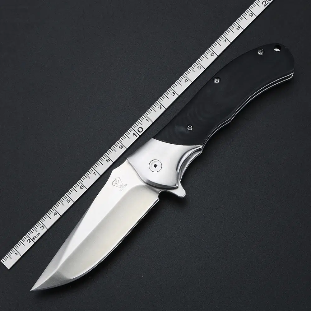 

XUANFENG Folding Knife Outdoor Survival Meat Cutting Hand Tool Knife Fishing Hike EDC Pocket Knives Rubber Handle with Clip