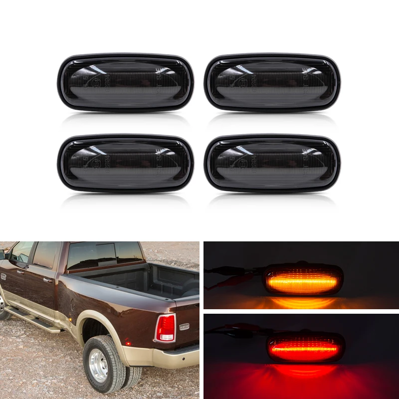 

4x для Dodge RAM 2500 3500 HD 2003-2009 дымчатые линзы СВЕТОДИОДНЫЕ двойные боковые габаритные огни