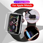 Закаленное стекло с УФ-клеем для Apple Watch Series 7 3 41 45 42 38 40 44 мм, защитная пленка для экрана iWatch 4 5 6 SE 45 мм, мягкая Гидрогелевая пленка