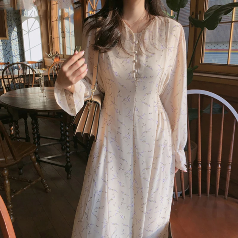 

Женское шифоновое платье с цветочным принтом, элегантное шифоновое платье с рукавами-фонариками, V-образным вырезом и поясом на резинке, нов...