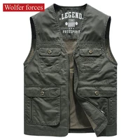 tooling vest mens multi pocket shoulder fishing photography outdoor mountaineering vest spring and autumn cotton tooling vest
