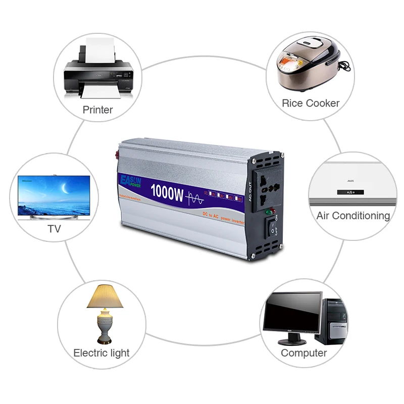 1000W Pure Sine Wave Power Inverter DC 12V/ 24V To AC 220V Converte LED Display Portable Car | Обустройство дома